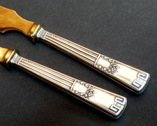 Butter und Käsemesser,Historismus,800er Silber,Halbmond Krone,Klingen vergoldet
