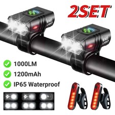 2Stk LED Fahrradlampe Set USB