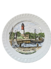 Wandteller Büsum Leuchtturm – dp Porzella Bavaria – Ø 24 cm – Handcoloriert