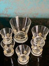 Gläser-Set Theresienthal, Vintage, Handgeblasen, Bacchus,