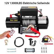 Elektrische Seilwinde 12V 13000LBS 5909KG Motorwinde Offroadwinde Stahlseil Funk
