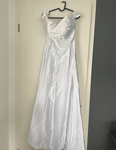 Brautkleid linie satin weiß - a-linie,