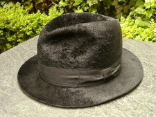 Neu: ERCO 🇩🇪  Fédora Hut Gr.56 "Maulwurf"-Kaninchenfilz schwarz, NP: ca. 400€
