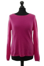 Damen Pulli Pullover L pink uni Rundhals Feinstrick 100% Kaschmir