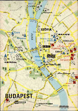 BUDAPEST Ungarn Postkarte Postcard Stadtplan Karte & Sehenswürdigkeiten Map card