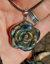 Kette Anhänger Labradorit Rose Blume Edelstein Goa Witch Wicca Esoterik Spirit