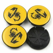 4 x 50mm Fiat Abarth Gelb Nabendeckel Felgendeckel Nabenkappe Nabendeckung Auto