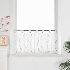 Scheibengardine mit Schlaufen Bistrogardine Transparent Kurzstore Küche Vorhang