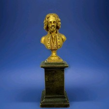 A1521 Feuervergoldete Bronze Büste auf Sockel, Frankreich 19. Jh., Höhe 10cm