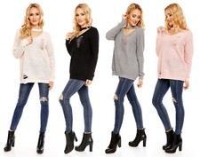 Damen Pullover Loch Pulli