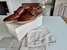 Santoni Double Monk Strap Sneaker Herren Schuhe braun Gr 12 46 47 48 wie NEU OVP