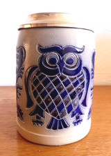 Bierkrug mit Zinndeckel, Salzglasur, R. Merkelbach, Modell 426/18, Handarbeit