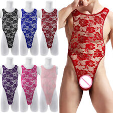 Herren Sexy Durchsichtige Fitness Bodysuit Hoch Geschnittener Tanga-Lotard- |