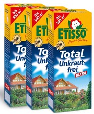 Etisso Total Unkrautfrei Ultra 3x 250 ml für 500 m² Glyphosat Unkrautvernichter