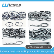 Edelstahl Federstecker Sicherungsringe Ringsplinte Federsplinte Splinte DIN 94