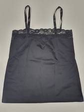 LUXUS PUR: ULLA DESSOUS Unterhemd mit Spitze, Gr. 38, Schwarz, NEU * Baumwolle