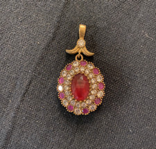 Hurrem Sultan 925 Silber Anhänger mit roten/rosa/klaren Steinen