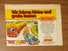Seltene Werbung MATCHBOX TWO PACKS Mercedes LKW Pferdeanhänger 1976