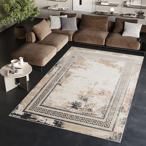 Kurzflor teppich creme grau - teppich,