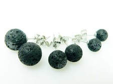 Ohrschmuck Ohrring Ohrstecker Perle rund Lava 6/8/10mm Ø Auswahl Edelstahl o04k