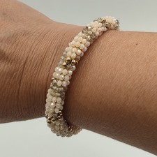 Armreif Perlen Beige Gold