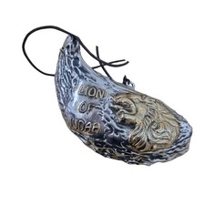 Schofar Widder 13" Salböl 925 Sterling Silber Widder Horn Löwe von Juda + Stä...