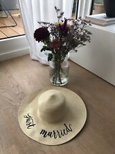 Just married Hut Sommer neu 38 cm Strandhut JGA Sommerhut Damen Fotoshooting