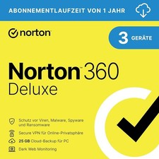 NORTON 360 Deluxe 2026 3 Geräte 1 Jahr | Internet Security, VPN, Cloud DE-Lizenz