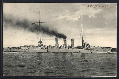 Kriegsschiff sms graudenz - ak,