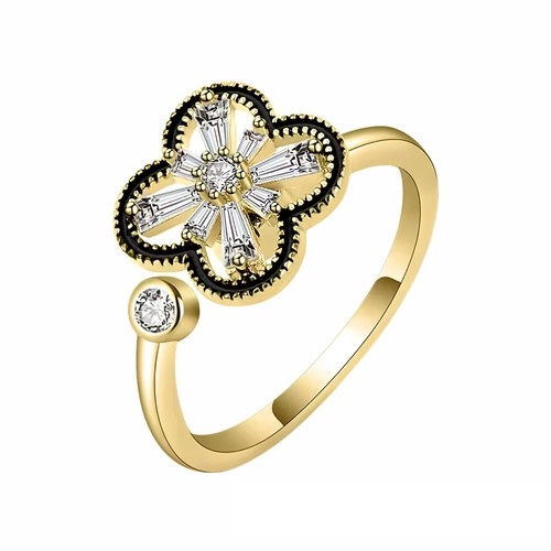 Spinning flower clover ring - flower,
