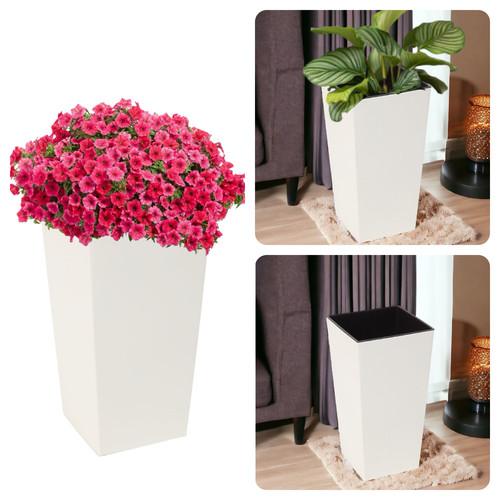 Blumenkübel creme hochglanz - blumenkübel,