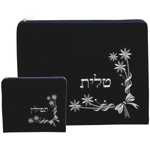 Dunkelblauer samt tallit - dunkelblauer,