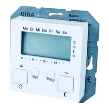 Gira 2370 03 Raumtemperaturregler mit Uhr / RTR  / System 55 / Reinweiß / 237003
