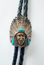 Indianer Kopf Sterlingsilber an Halsband Lederkordel