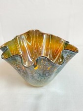 Gold Ruffled Iridescent Signed