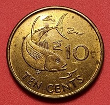 10429(4) 10 Cents (Seychellen / Thunfisch) 1994 in vz ........... von Berlin.007
