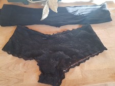 komplett Spitze  Slip Höschen Unterwäsche Dessous L  Paket 2 Teile Schwarz
