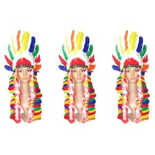 3x Indianer Kopfschmuck / Karneval Fasching Häuptling Kostüm Zubehör Party Deko
