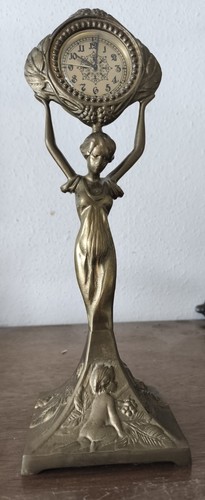 Messingfigur mit uhr kaminuhr - messingfigur,