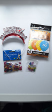 Geburtstagsdeko Konvolut - 6 Luftballons, Tiara, Tisch-Konfetti - neu+gebraucht