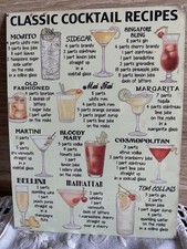 Classic Cocktail Recipes , Blech Schilder 