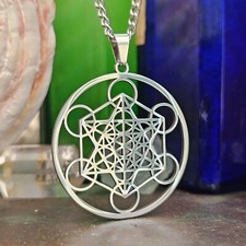 Metatrons Würfel Anhänger Stahl Zahl 13 Kabbala Aussage 24 Zoll Kette Schmuck