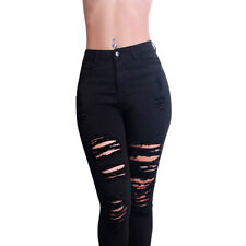 Damen Skinny Jeans Hose High Waist Destroyed Slim Fit Stretch Röhrenhose