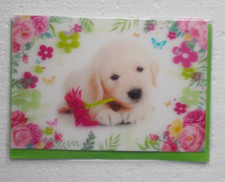 Karte 3D/Wackelbild 13 x 19 cm groß neutral Tiere Hund Blumen Umschlag