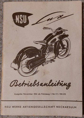 Nsu lux betriebsanleitung - lux,