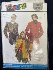 VINTAGE Burda 5018 Super Easy PATTERN Misses JACKET COAT BOLERO SZ 10-20 UC