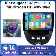 DAB+ Android 14 Carplay Für Toyota Aygo Citroen C1 Peugeot 107 Autoradio BT SWC