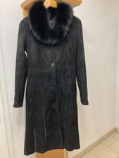 Damen Lammfell Mantel schwarz