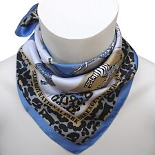 Afrika Nickituch Zebra Giraffe Nashorn Leo Muster blau grau braun Damen Tuch 847
