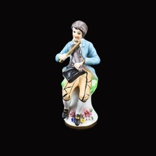 Handgemachte Porzellanfigur - Junge mit Geige - handbemaltes Vintage-Dekor